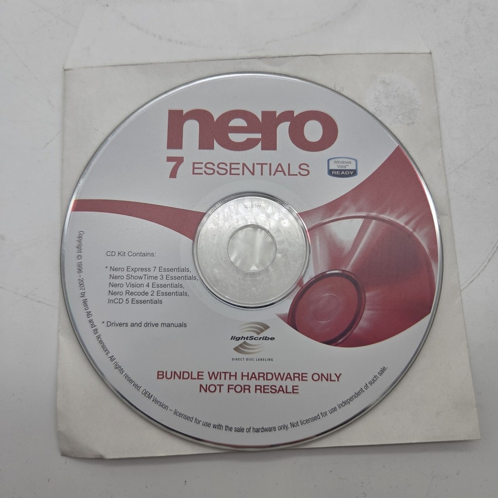 VINTAGE SOFTWARE | NERO 7 ESSENTIALS | Windows Vista Ready